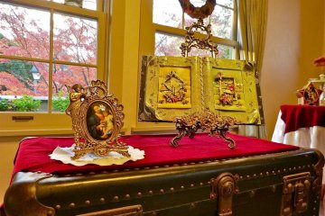 Beautiful ornaments beside a window