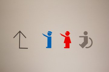 Some adorable train themed toilet signs