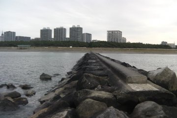 Land's arm reaching into Tokyo Bay