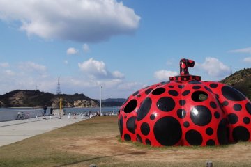 A Yayoi Kusama pumpkin at Miyanoura port