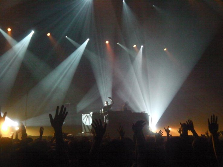 Electronic dance musicians Orbital perform at the Electraglide music festival in Makuhari Messe
