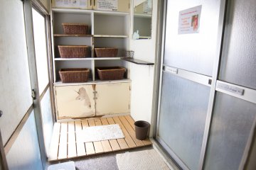 The changing room in the bathroom
