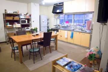 The kitchen room and dining table