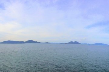 From left to right: Yashima, West Takamatsu, Sunport and Downtown, East Takamatsu hills, Megijima (Onigashima), Ogijima, Teshima, Oshima, Shodoshima, Aji