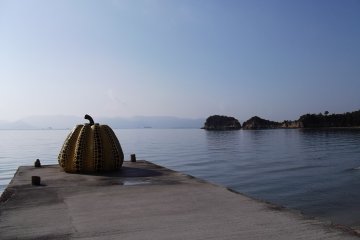 Yayoi Kusama's yellow pumpkin on Naoshima
