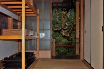 Looking outside from within one of the buildings