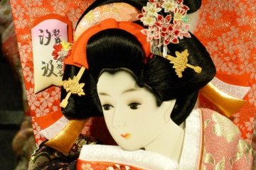 Good luck bats are decorated with images of kabuki actors