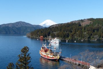 The great view of Ashinoko Lake with Mt. Fuji