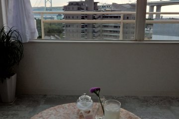 Enjoying a drink and the view