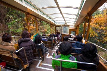Riding the cable car to the top of Mt Rokko