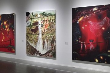 <p>More of Yokoo's large, colorful paintings</p>