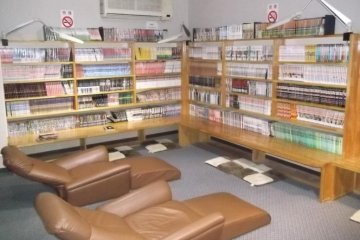 <p>The well-stocked manga room</p>