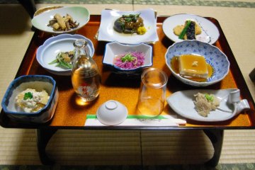 Shojin Ryori dinner serving - add a bottle of Haguro sake and you are set for the night