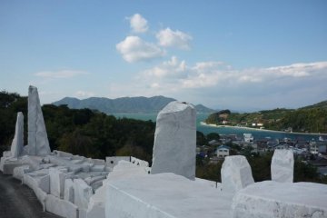 View of Setoda and the Seto Inland Sea from Miraishin no Oka at the Kosanji Temple