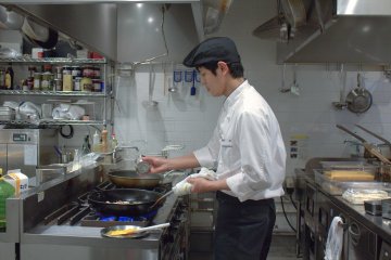 The chefs at work at Bonsalute Kabuki during breakfast service