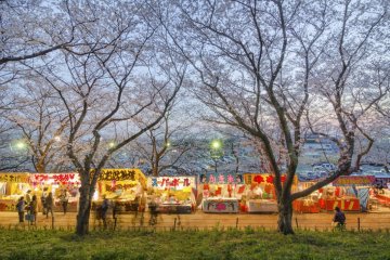 Selagi matahari terbenam, penerangan mulai dinyalakan, dan saatnya untuk hidangan ala festival!