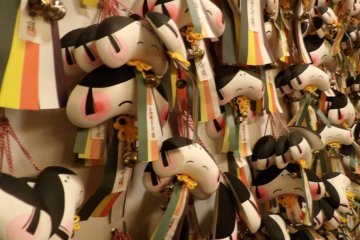 Prayer boards hang around the shrine