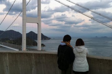 The observation deck on the hill is a popular romantic spot