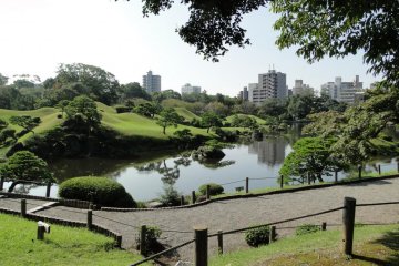 The pond at Suizen-ji Garden, fed by the waters of volcanic Mt Aso