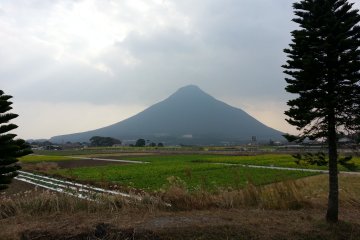 The grand Mount Kaimon seen from the main road