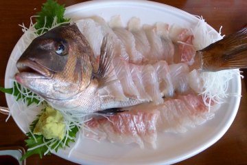 Two of us shared a full, raw sea bream