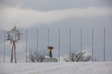 Zoom sur le chaudron Olympique qui se trouve au pied du tremplin
