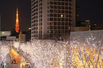 Illuminated street at Roppongi Hills