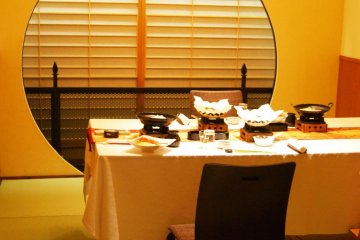 An exquisite setting for dinner at the ryokan. 