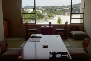 View of the beach from the room
