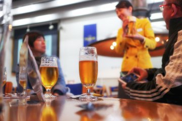 The tour guide also shows you what the best way to pour the beer is
