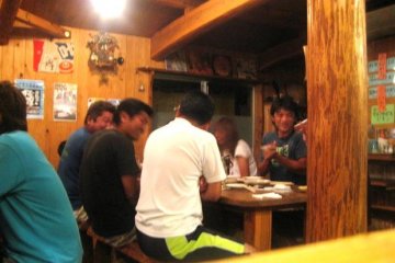 The Barakku Bistro and Izakaya at Tokashiki-son Island Okinawa is a great place to watch the Aharen microcosm at play