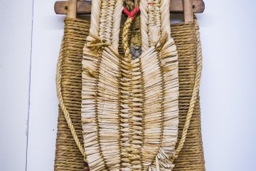 An antique hiking pack is part of a collection here