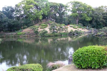 The hill on the other side of the pond by its shape reminds Fuji-san