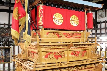 The danjiri on display in the Saijo Tourism & Exchange Center