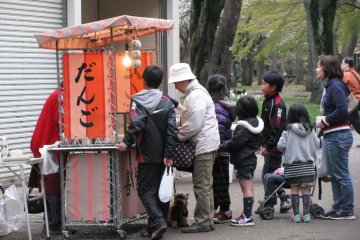 A booth selling dango
