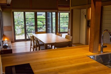 Looking into the dining room from the kitchen