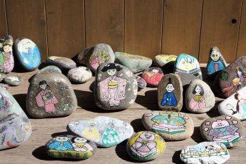 Stones decorated for Hina Matsuri