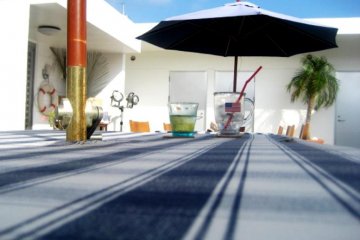 The days are long and breezy at Half Time Pension Dive Shop and Bar at Aharen Beach Tokashiki Kerama Islands Okinawa