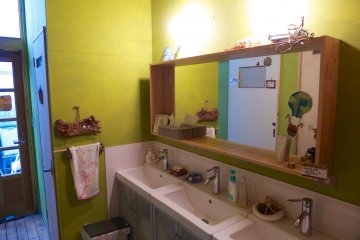 The spacious communal washing area