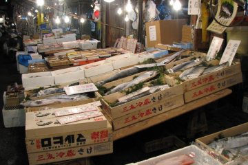 One of many shops outside of the fish market.
