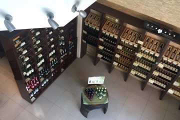 Looking down to the main floor of the winery