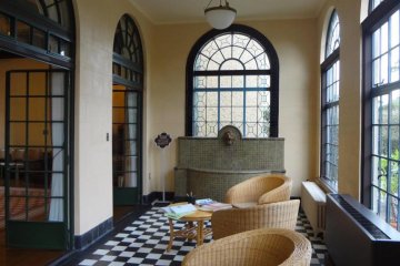 <p>The Sun Room with checkered floor</p>