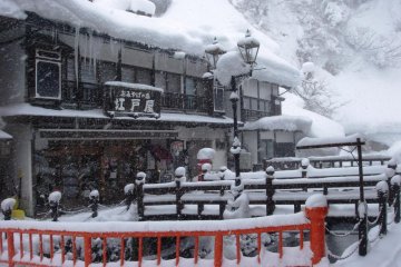 Walk across the many bridges for the best views of Ginzan Onsen