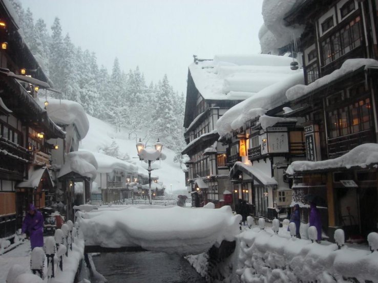 View of the main area of Ginzan Onsen