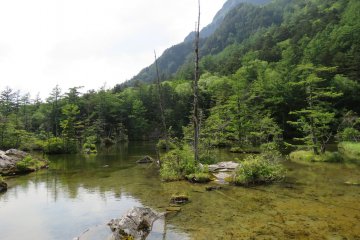 Myojin Pond sits a the base of Mt Myojin-dake