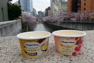 Helado con vistas al río Meguro, Tokio