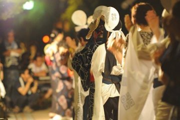 Line of Tsuwano dancers