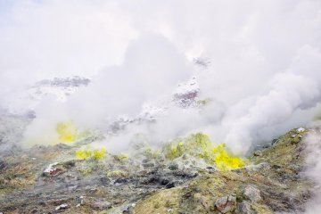 Sulphur stones close to Lake Kussharo