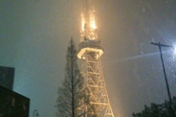 <p>Menara TV saat salju.</p>