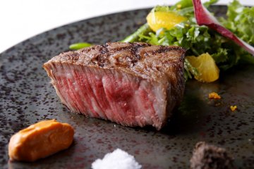 TOKYO COWBOY Wagyu Beef with Orange-Arugula Salad, Romesco Sauce